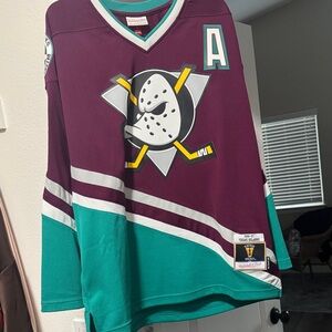 Mitchell & Ness Teal and Purple Anaheim Ducks Jersey